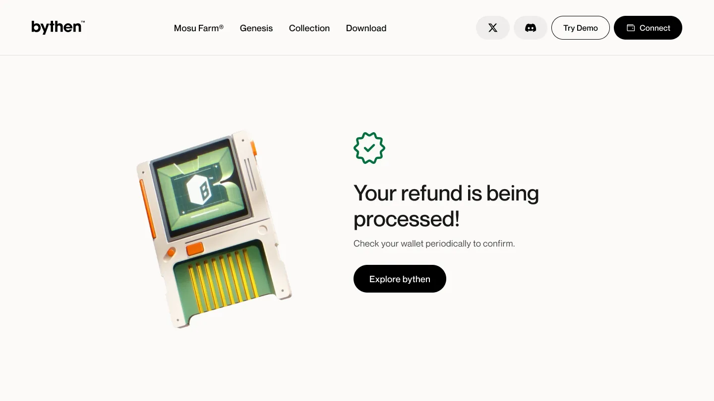 Refund confirmed and processing: the loop closes on the money, not only the bid.